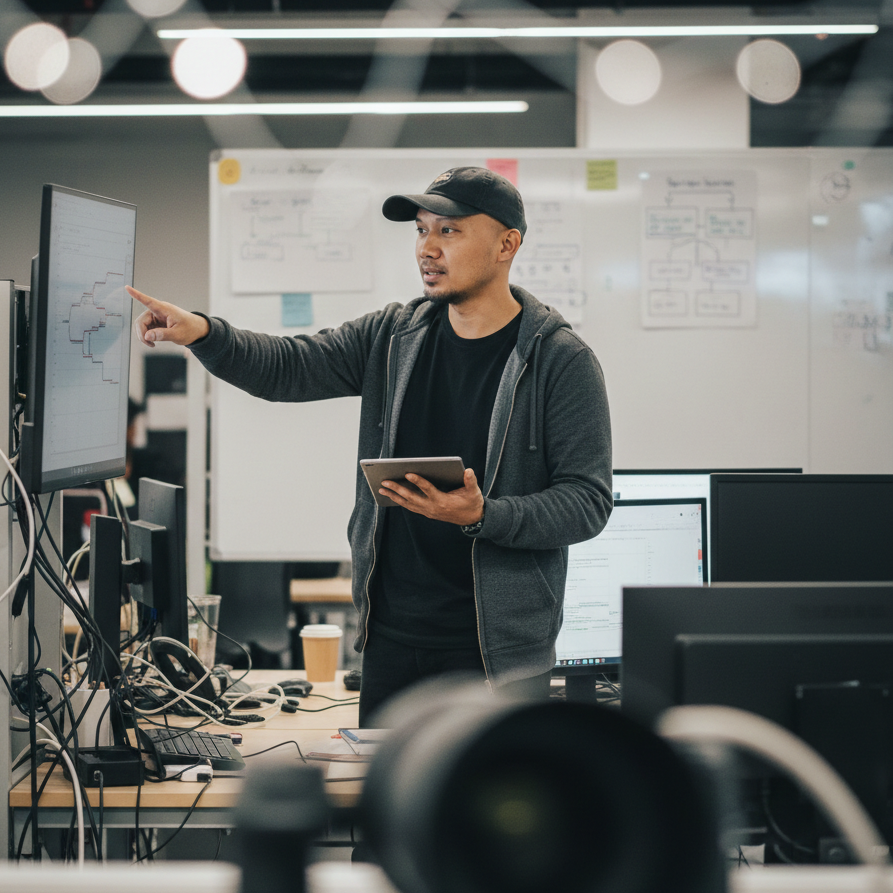 Tim profesional mengerjakan proyek digital